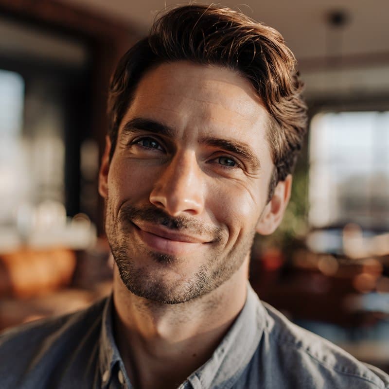 Zufriedener Kunde mit seinem Designergebnis